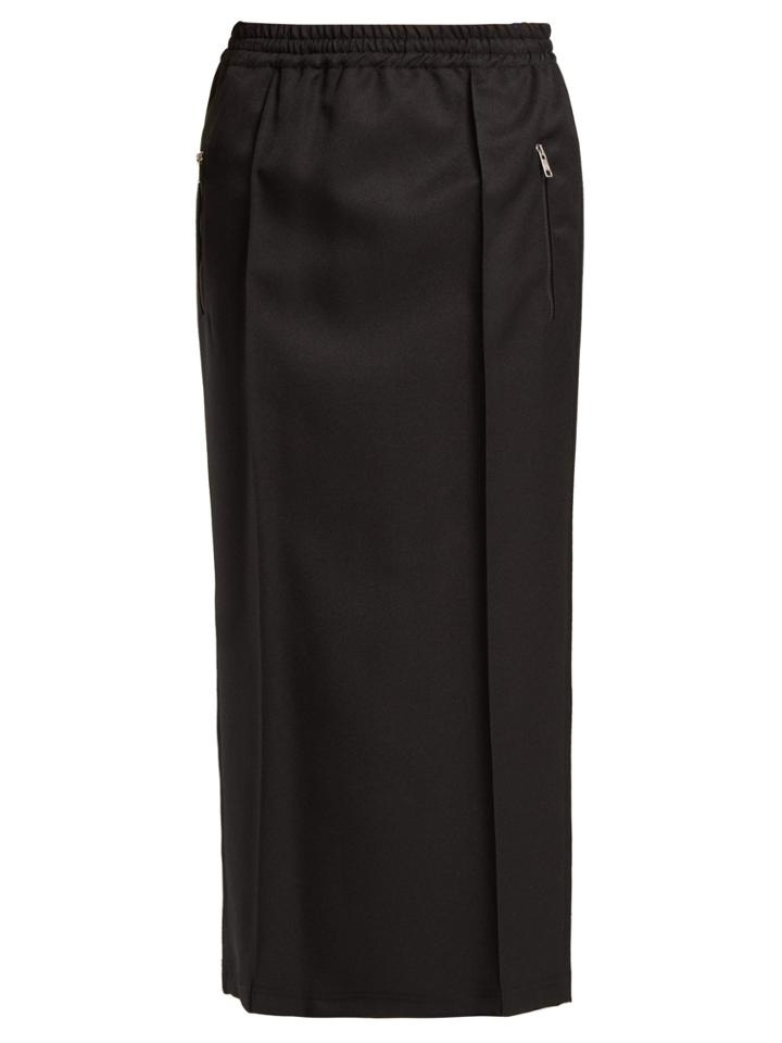 Prada Pleated Gabardine Pencil Skirt