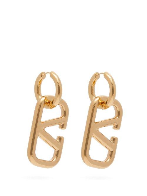 Matchesfashion.com Valentino - V Logo Drop Earrings - Womens - Gold