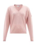 Moncler - V-neck Wool-blend Sweater - Womens - Mid Pink