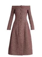 Matchesfashion.com Brock Collection - Camilla Off The Shoulder Wool Blend Dress - Womens - Purple