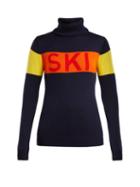 Matchesfashion.com Perfect Moment - Intarsia Knit Roll Neck Wool Sweater - Womens - Navy Multi
