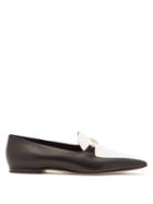 Matchesfashion.com Burberry - Almerton Square Toe Bi Colour Leather Loafers - Womens - Black White