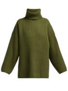 Matchesfashion.com Acne Studios - Ribbed Knit Roll Neck Wool Sweater - Womens - Khaki