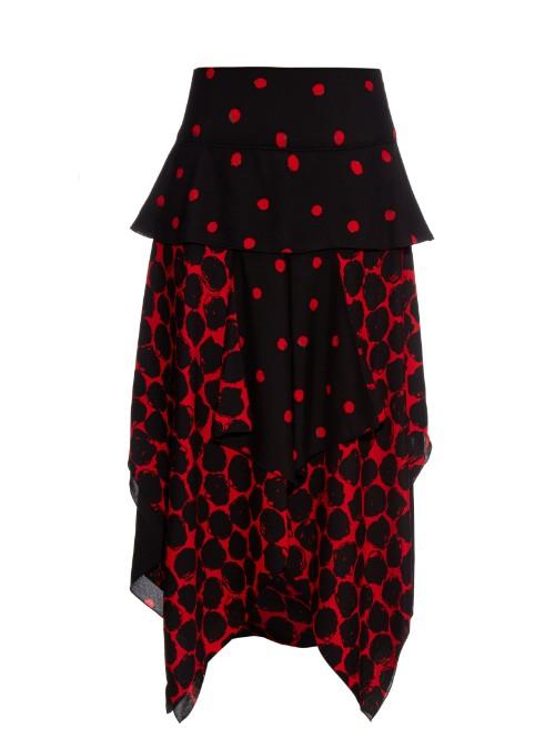 Proenza Schouler Polka-dot Print Handkerchief-hem Skirt