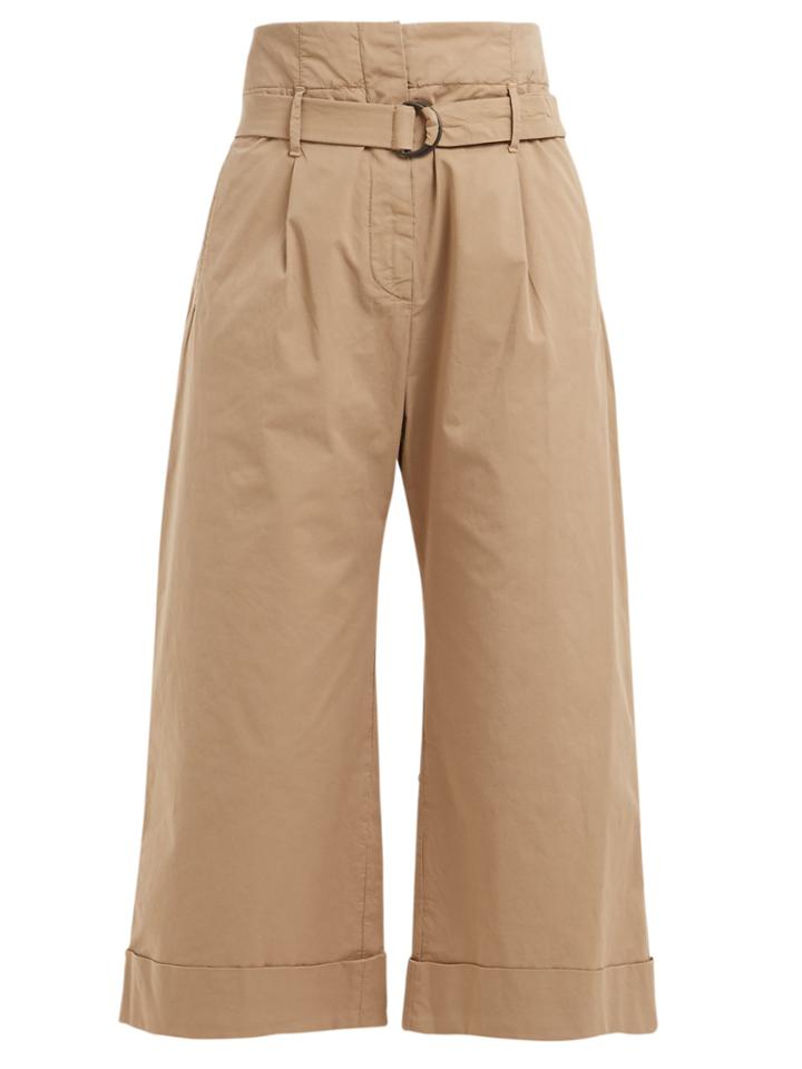 Brunello Cucinelli High-rise Cropped Cotton-blend Trousers