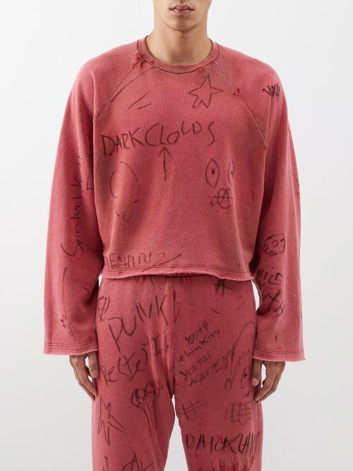 Liberal Youth Ministry - Juvenile Distressed Cotton-jersey Sweatshirt - Mens - Red