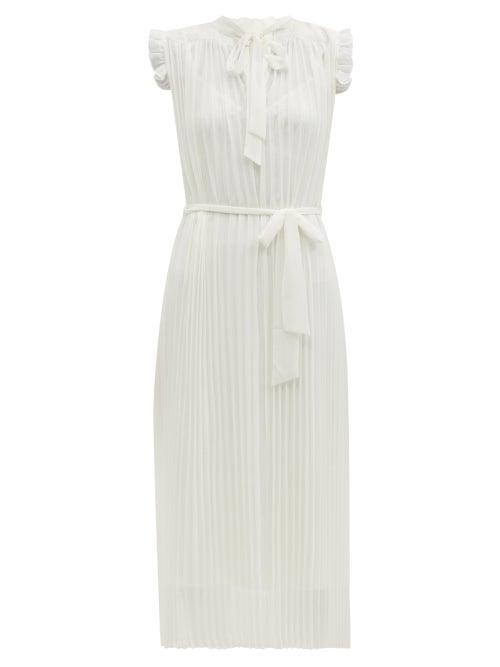 Matchesfashion.com Zimmermann - Pleated Chiffon Midi Dress - Womens - Cream