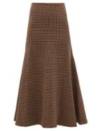 Matchesfashion.com A.w.a.k.e. Mode - Bell Gingham Twill Fluted Skirt - Womens - Brown