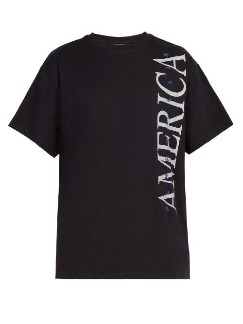Matchesfashion.com Perry Ellis America - America Print Cotton T Shirt - Mens - Black