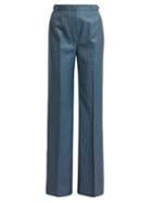 Matchesfashion.com Gabriela Hearst - Vesta High Rise Checked Wool Blend Trousers - Womens - Blue Multi