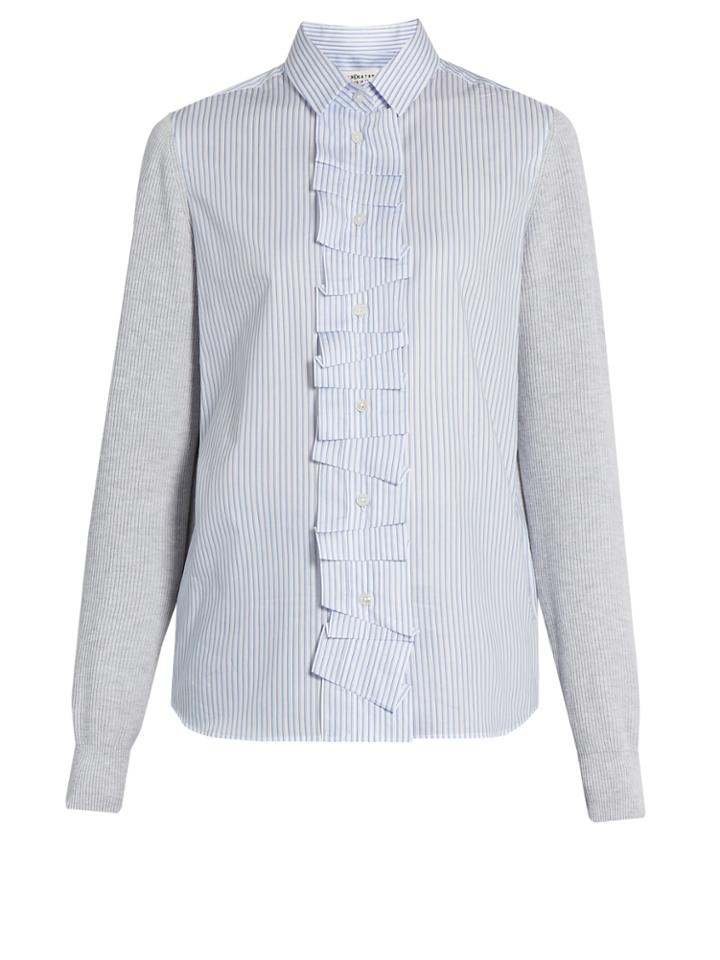 Maison Margiela Striped-cotton And Ribbed-knit Top