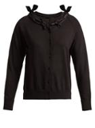 Matchesfashion.com Simone Rocha - Ribbon Trimmed Merino Wool Blend Cardigan - Womens - Black