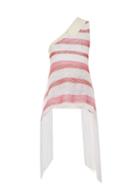 Stella Mccartney Fringed Striped Mesh-knit One-shoulder Top