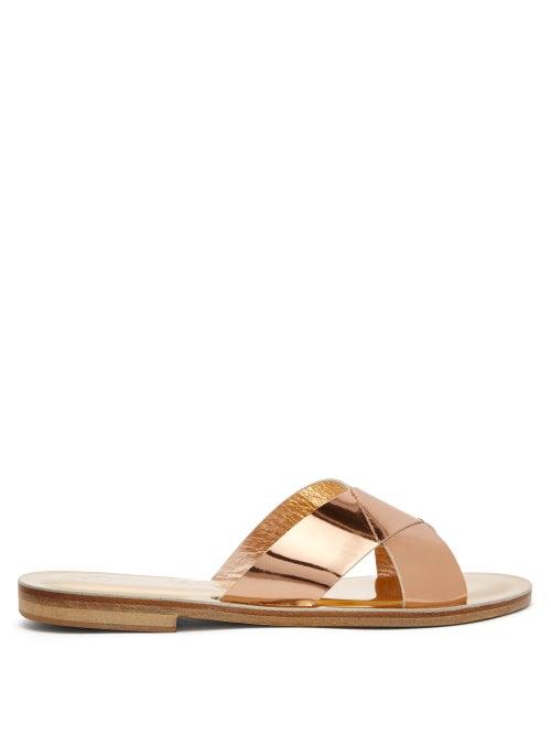 Matchesfashion.com Lvaro - Antonia Metallic-leather Slides - Womens - Gold