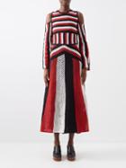 Gabriela Hearst - Carr Cutout-shoulder Macram-knitted Merino Dress - Womens - Red Multi