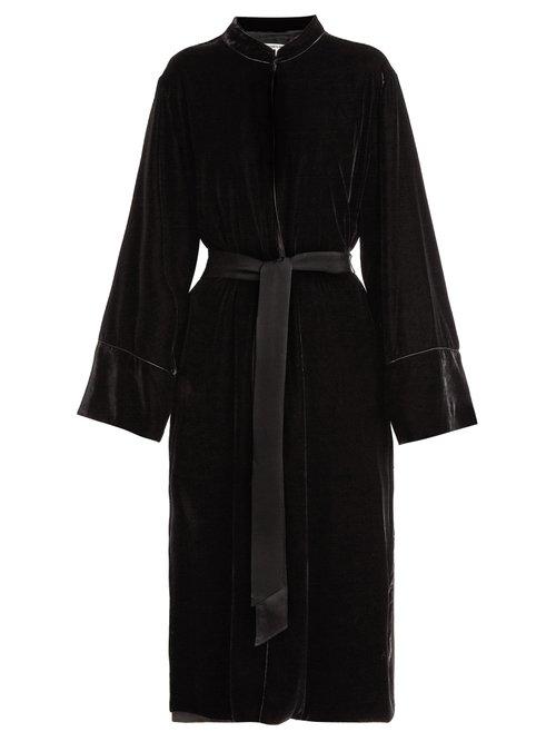 Matchesfashion.com Elizabeth And James - Mitzi Tie Waist Velvet Coat - Womens - Black
