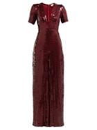 Matchesfashion.com Temperley London - Heart Sequinned Crepe Jumpsuit - Womens - Dark Red