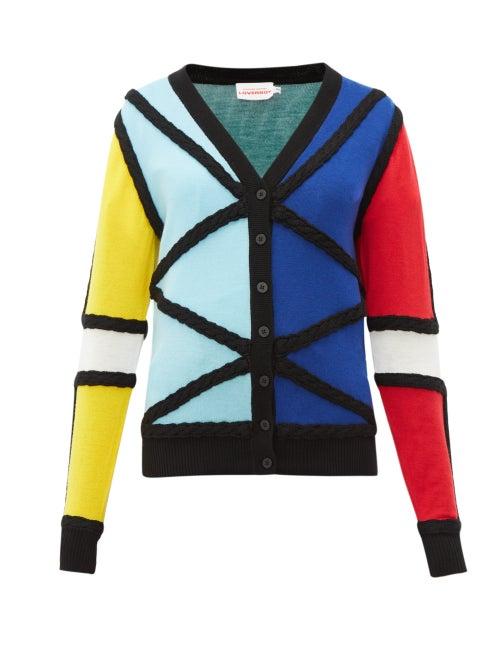 Matchesfashion.com Charles Jeffrey Loverboy - Colour Blocked Merino Wool Cardigan - Womens - Multi