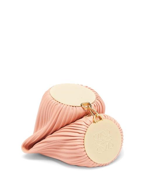 Loewe - Pleated Leather Shoulder Bag - Womens - Light Pink