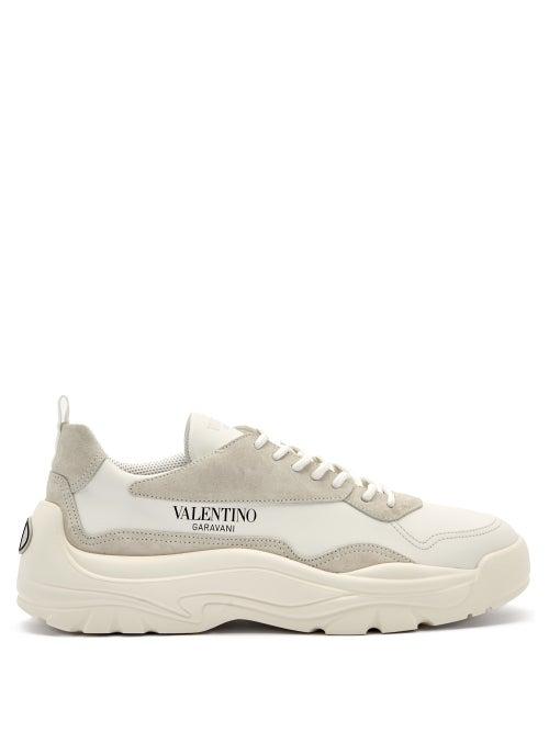 Matchesfashion.com Valentino Garavani - Gumboy Leather And Suede Trainers - Mens - White