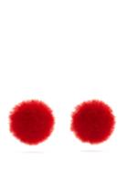 Balenciaga Fur Button Earrings