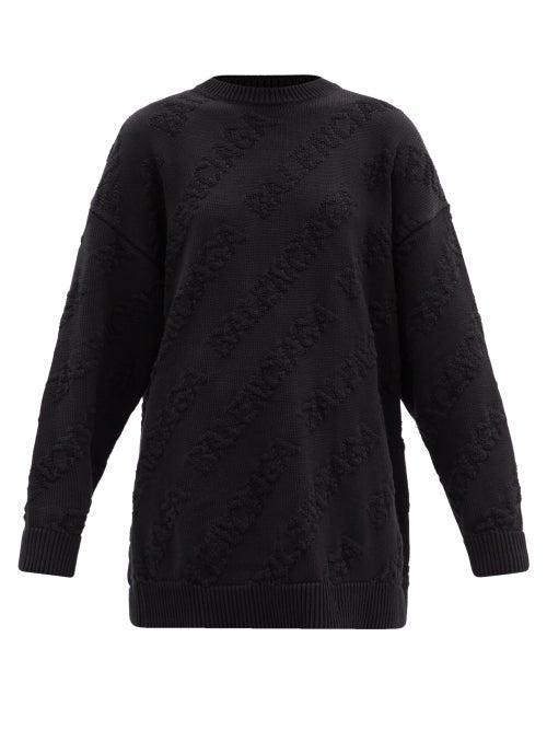 Matchesfashion.com Balenciaga - Logo-intarsia Cotton Sweater - Womens - Black