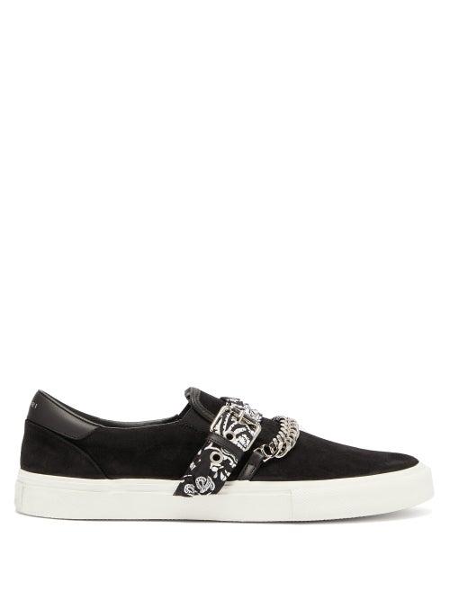 Matchesfashion.com Amiri - Bandana Strap Suede Slip On Trainers - Mens - Black