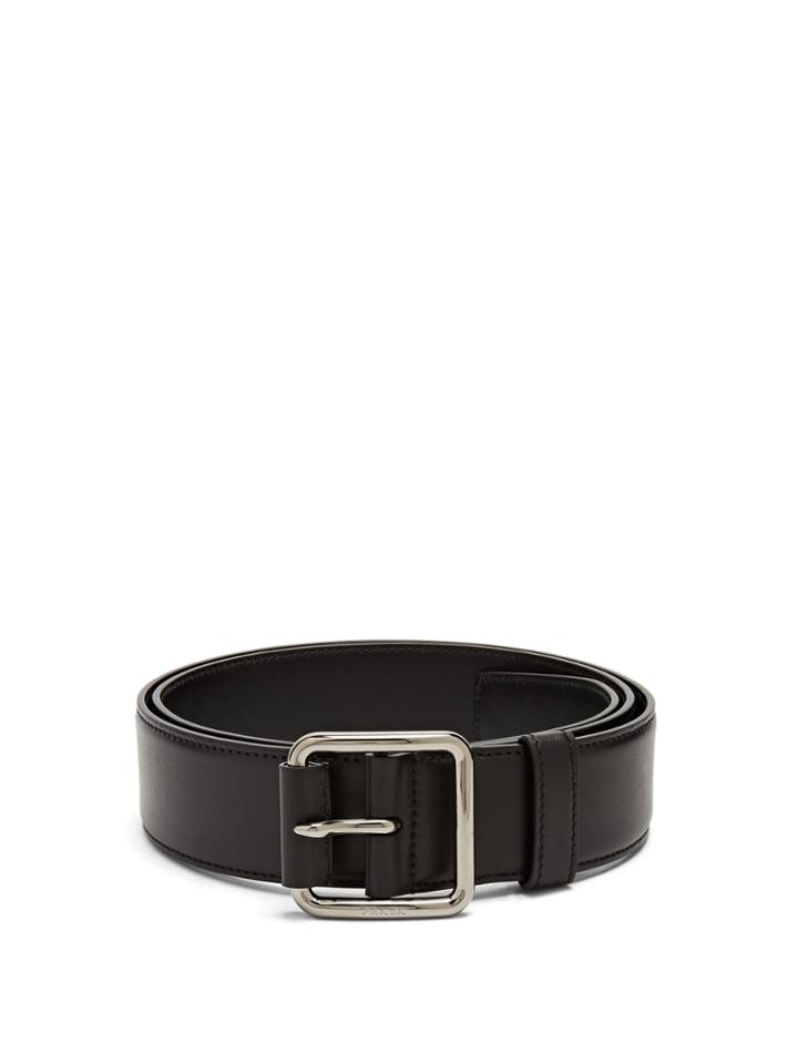 Prada Engraved-buckle Leather Belt