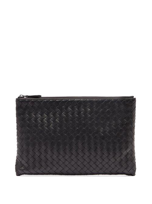 Matchesfashion.com Bottega Veneta - Intrecciato Small Leather Pouch - Mens - Black