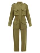 Matchesfashion.com Norma Kamali - Zipped Stretch Jersey Cargo Jumpsuit - Womens - Khaki