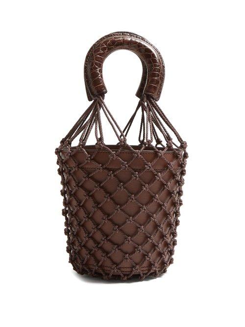 Matchesfashion.com Staud - Moreau Macram And Leather Bucket Bag - Womens - Dark Brown
