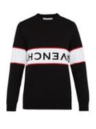 Matchesfashion.com Givenchy - Inverted Logo Intarsia Knit Sweater - Mens - Black