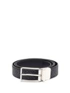 Matchesfashion.com Dunhill - Reversible Logo-print Grained-leather Belt - Mens - Black