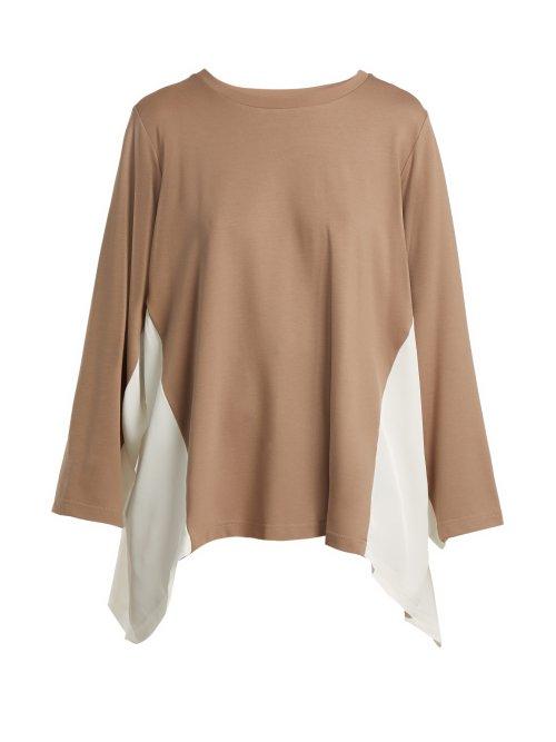 Matchesfashion.com Koch - Contrast Panel Stretch Jersey Long Sleeved Top - Womens - Beige Multi