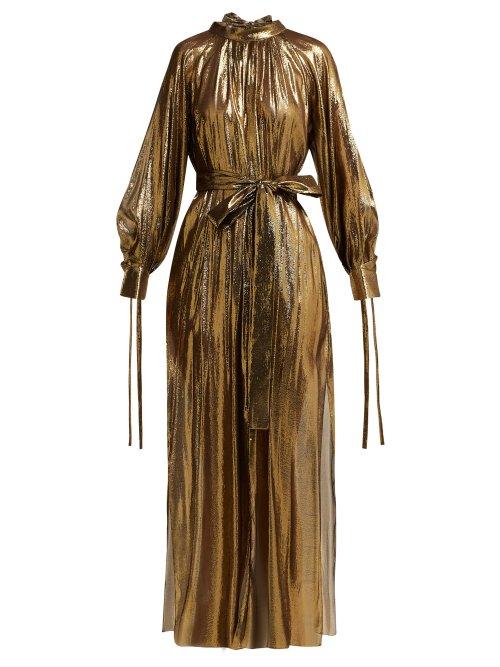 Matchesfashion.com Osman - Volita Silk Blend Lam Gown - Womens - Gold