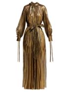 Matchesfashion.com Osman - Volita Silk Blend Lam Gown - Womens - Gold