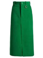 Matchesfashion.com Balenciaga - Wool High Rise Split Front Skirt - Womens - Green