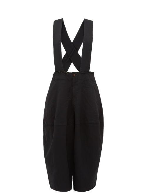 Matchesfashion.com Comme Des Garons Comme Des Garons - Cropped Leg Twill Dungarees - Womens - Black