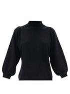 Matchesfashion.com Allude - Funnel-neck Balloon-sleeve Wool-blend Sweater - Womens - Black