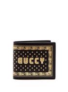 Matchesfashion.com Gucci - Guccy Print Bi Fold Leather Wallet - Mens - Black