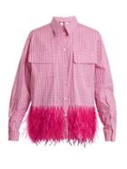 Matchesfashion.com No. 21 - Gingham Feather Trimmed Shirt - Womens - Pink White