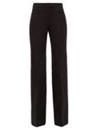 Matchesfashion.com Franoise - High Rise Flared Cotton Twill Trousers - Womens - Black