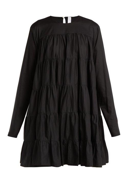 Matchesfashion.com Merlette - Soliman Tiered Cotton Mini Dress - Womens - Black
