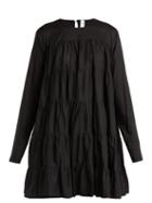 Matchesfashion.com Merlette - Soliman Tiered Cotton Mini Dress - Womens - Black