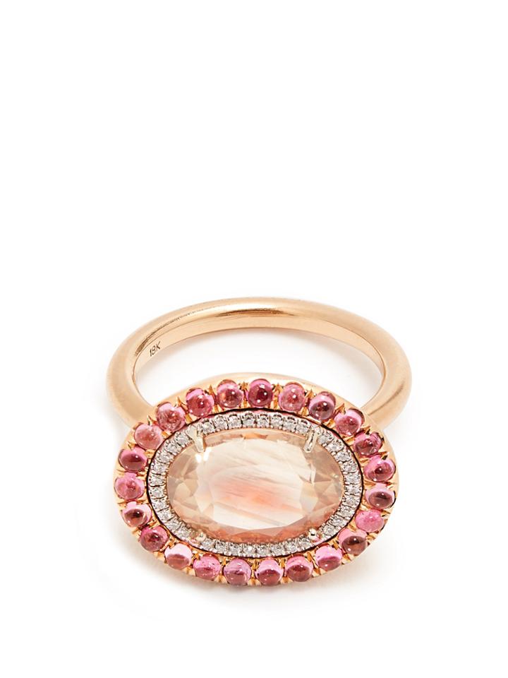 Irene Neuwirth Diamond, Sunstone, Tourmaline & Rose-gold Ring