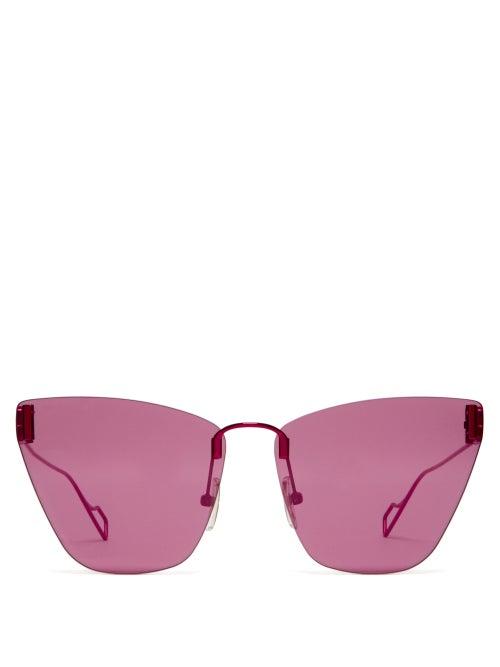 Matchesfashion.com Balenciaga - Bb-logo Cat-eye Sunglasses - Womens - Purple
