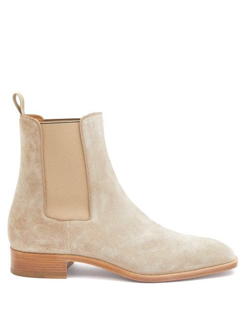 Matchesfashion.com Christian Louboutin - Samson Orlato Suede Chelsea Boots - Mens - Beige