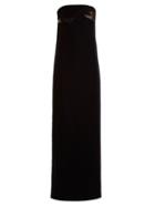 Matchesfashion.com Lanvin - Asymmetric Strapless Velvet Gown - Womens - Navy