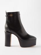 Valentino Garavani - Tan-go 120 Leather Platform Boots - Womens - Black