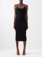 Versace - Greca-jacquard Jersey Midi Dress - Womens - Black